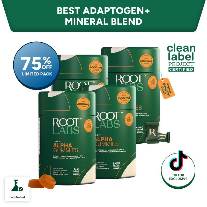 Root Labs Alpha 10-In-1 Shilajit Gummies 4000 Mg | New Year New Me Edition | Start 2026 Strong | Energy, Stamina & Focus | Zero Sugar | KSM-66 Ashwagandha, Tongkat Ali, Maca | Vegan | 60 Count | Transform Your Health Goals